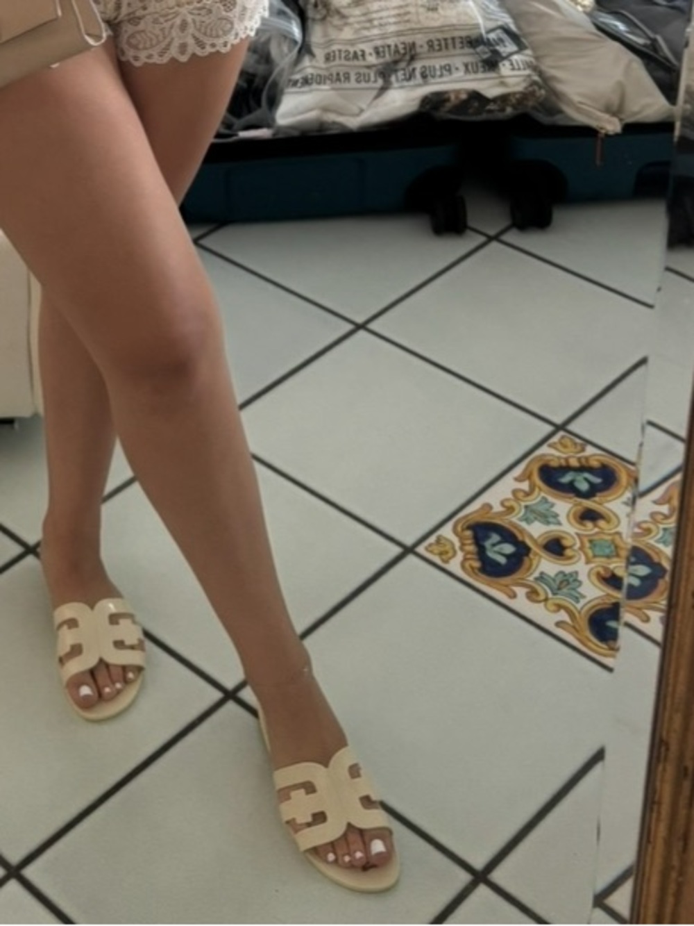 Sam Edelman Cream Slide Sandals